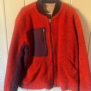 We the Free Orange Sherpa Jacket with Purple Accents